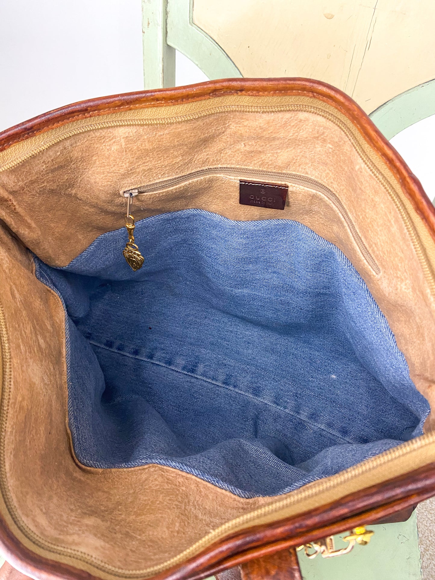 OOAK Vintage Gucci Large Satchel Purse with Charmed Chain Strap