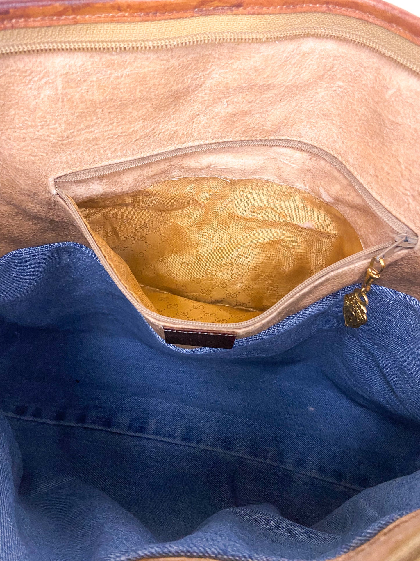 OOAK Vintage Gucci Large Satchel Purse with Charmed Chain Strap