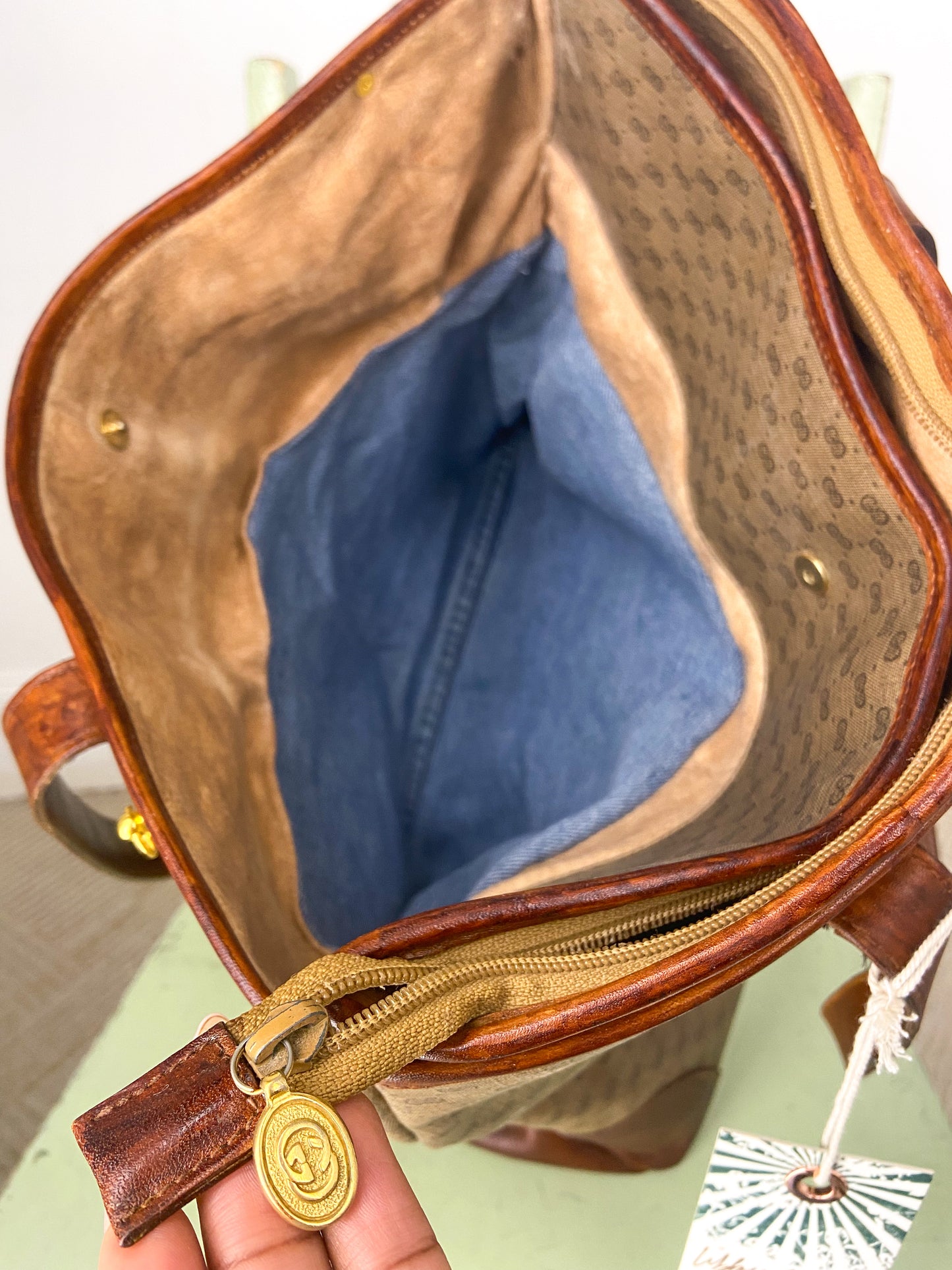 OOAK Vintage Gucci Large Satchel Purse with Charmed Chain Strap