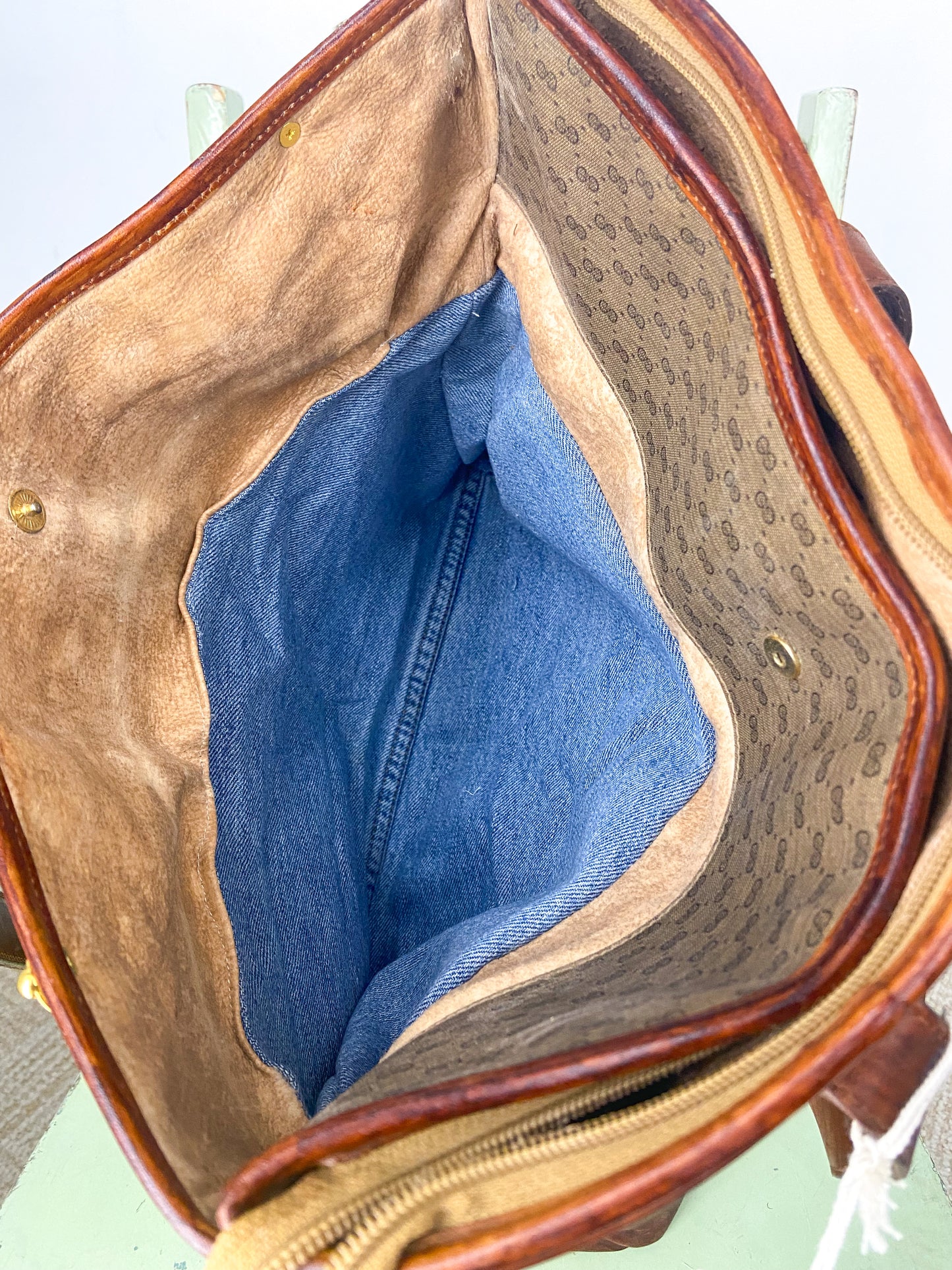 OOAK Vintage Gucci Large Satchel Purse with Charmed Chain Strap