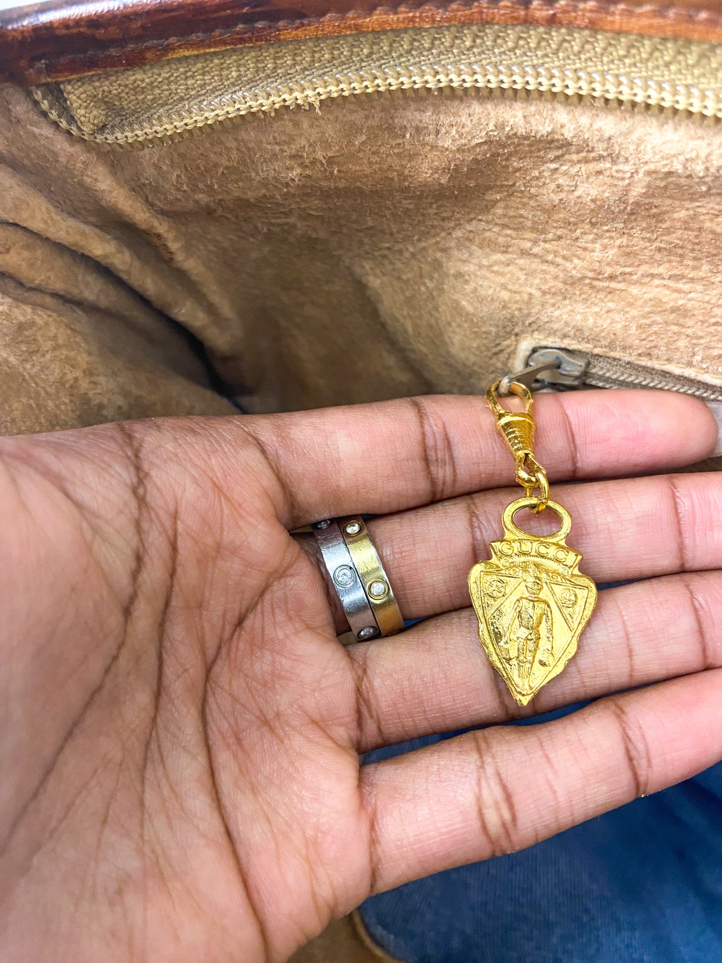 OOAK Vintage Gucci Large Satchel Purse with Charmed Chain Strap