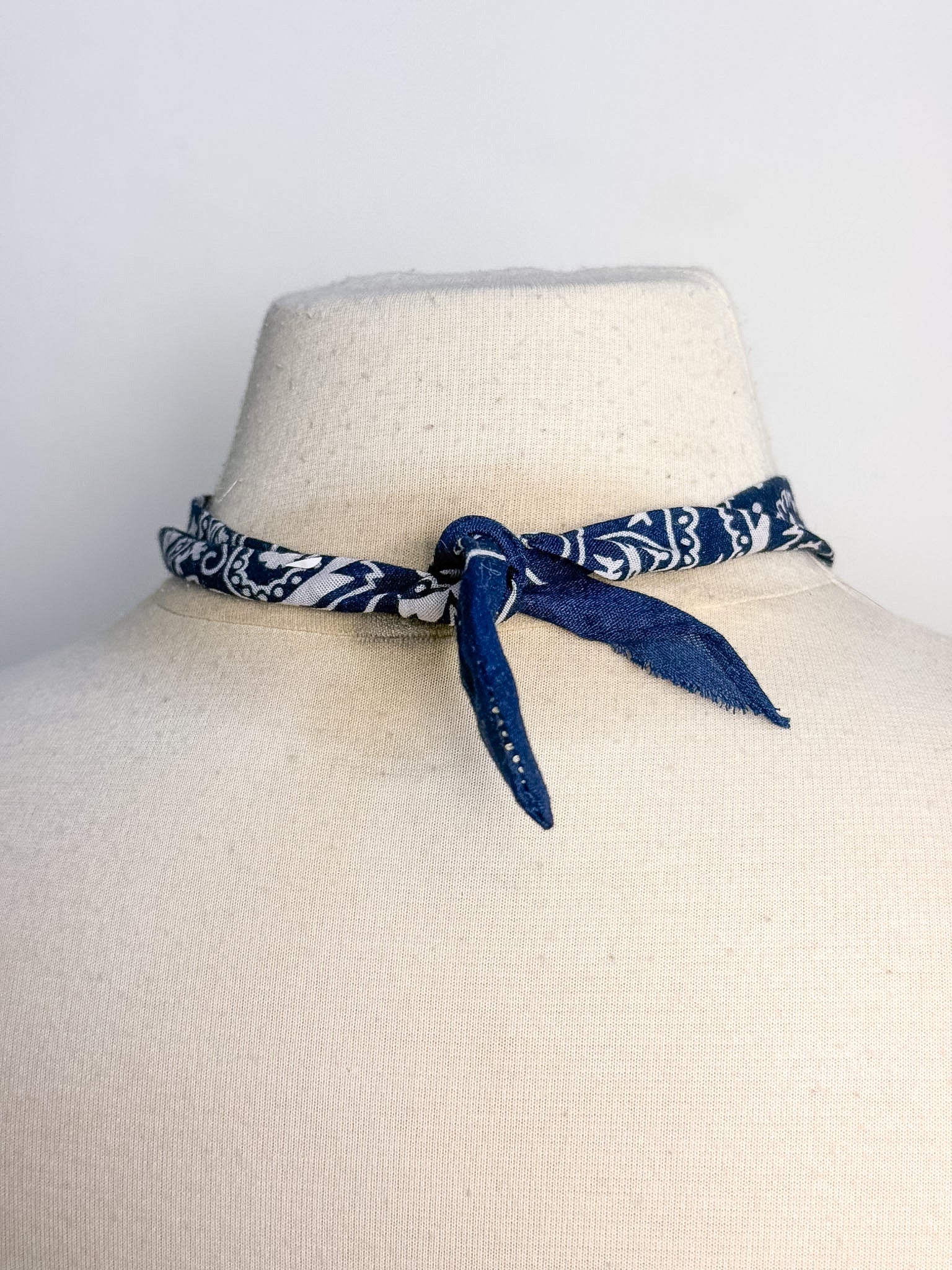 Handmade Bandana & Pearl Drop Scarf Necklace