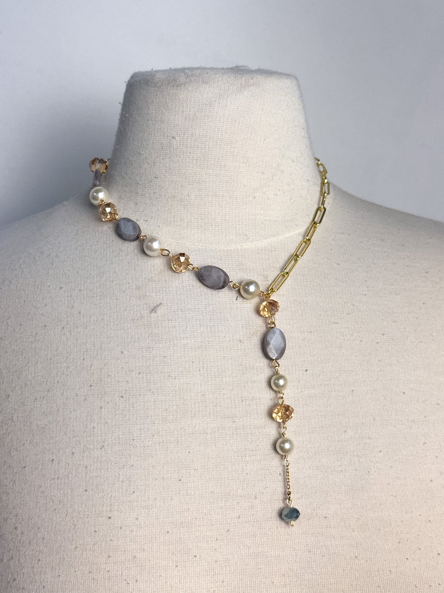 OOAK Glass & Vintage Bead Lariat Necklace