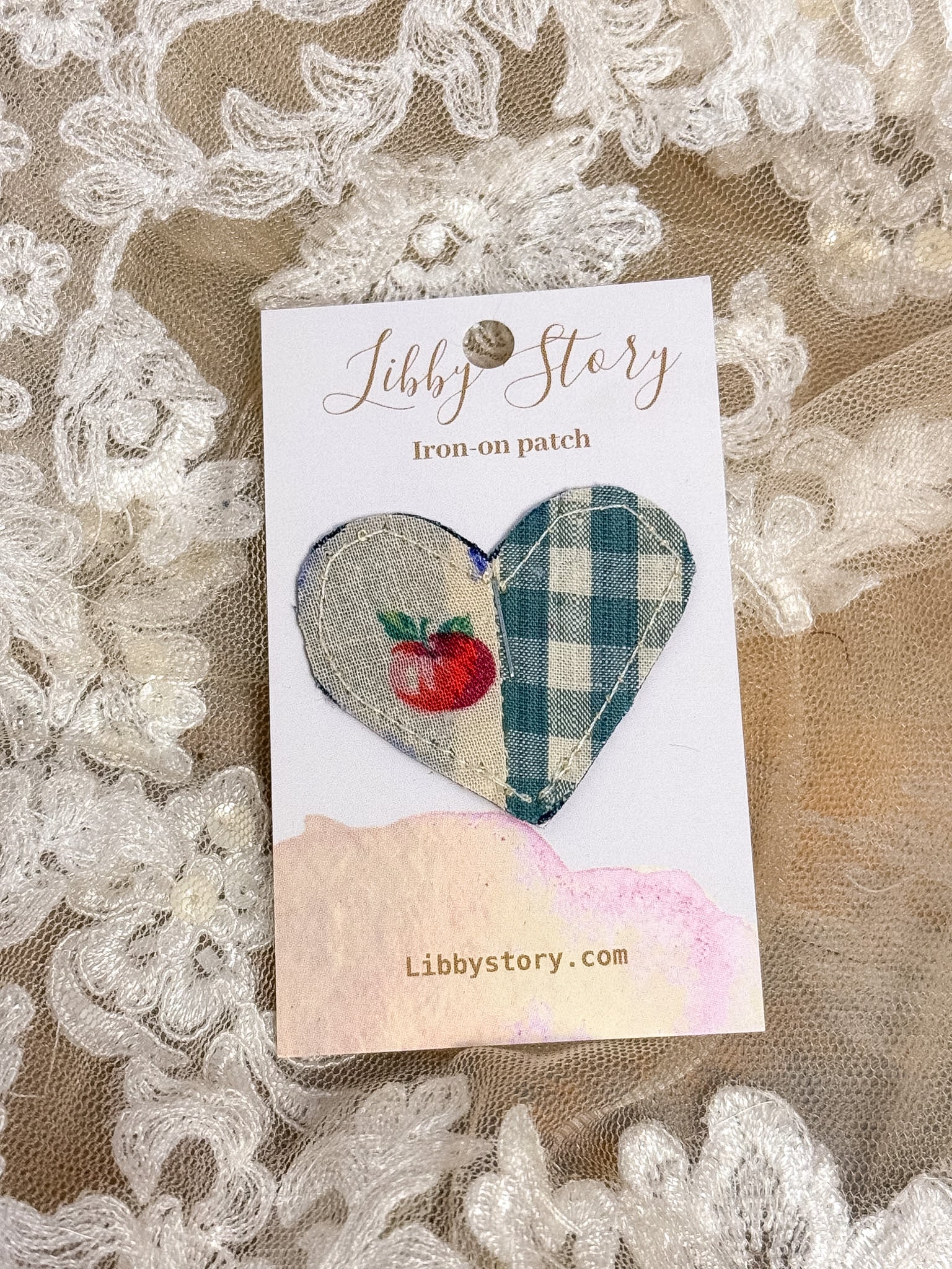 OOAK Libby Story Mini Heart Iron On Patch