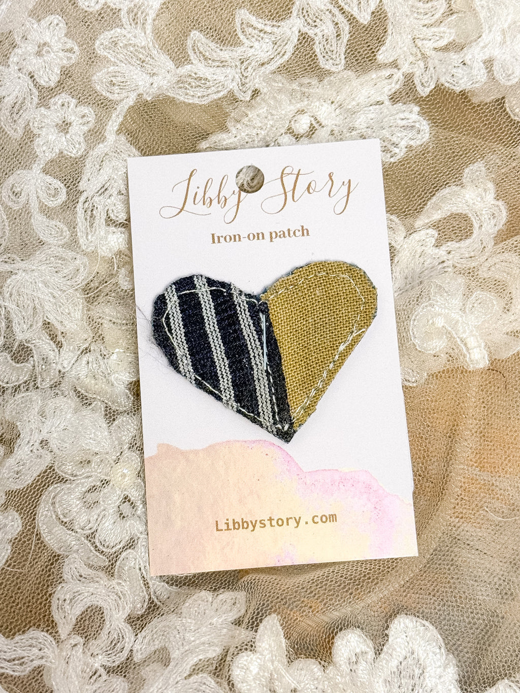 OOAK Libby Story Mini Heart Iron On Patch