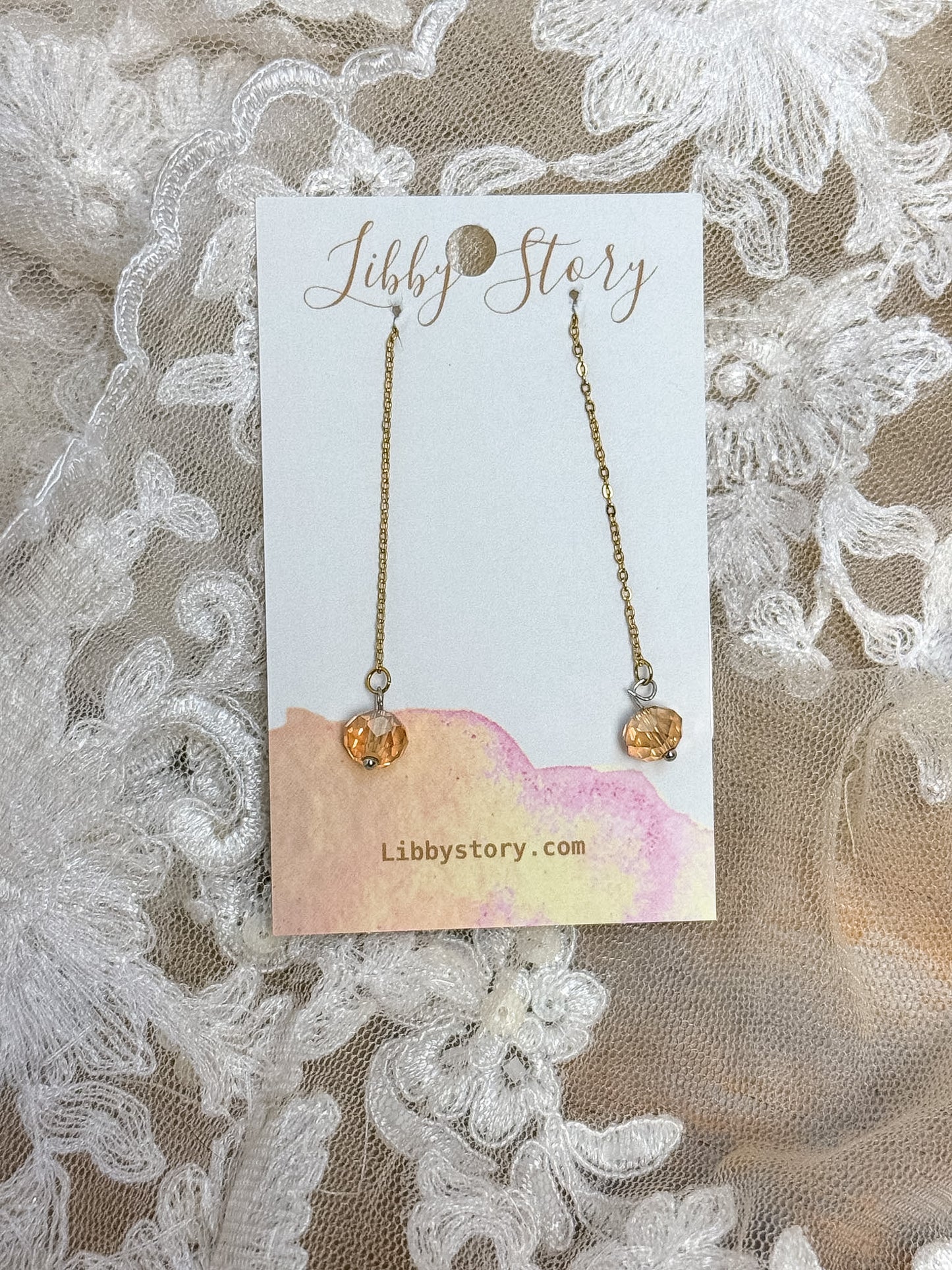 Handmade Faceted Glass Threader Earrings