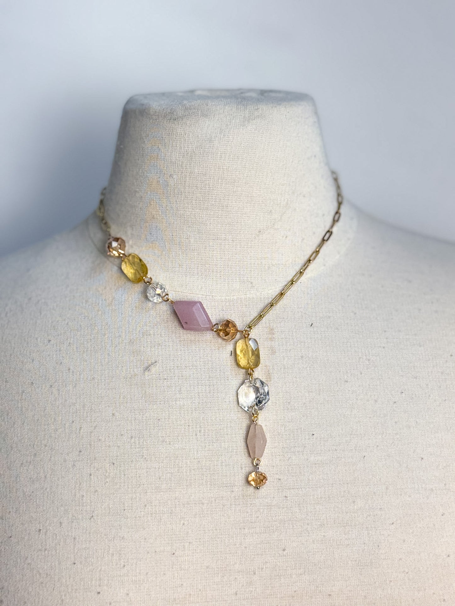 OOAK Vintage Crystal Lariat Necklace