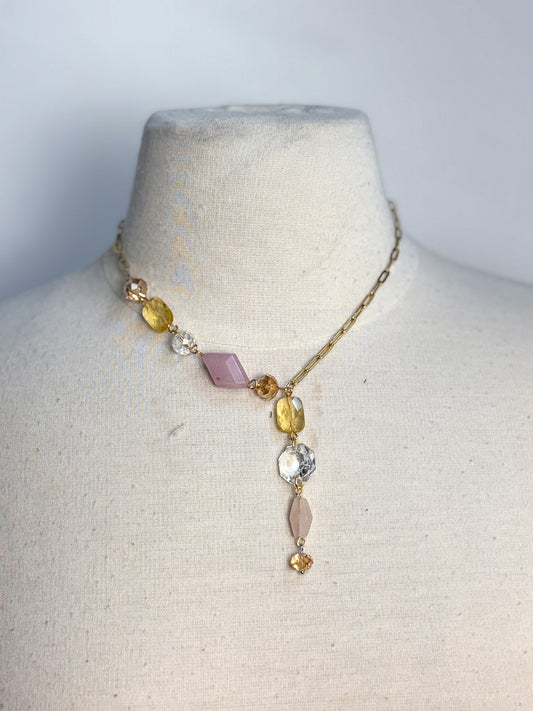 OOAK Vintage Crystal Lariat Necklace