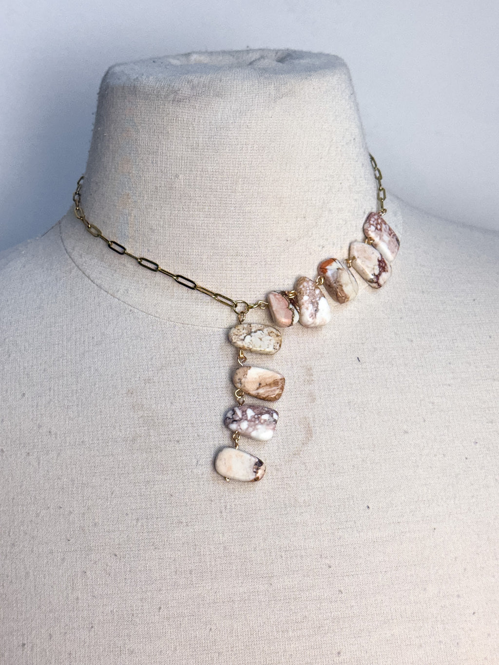 Handmade Gemstone Lariat Necklace