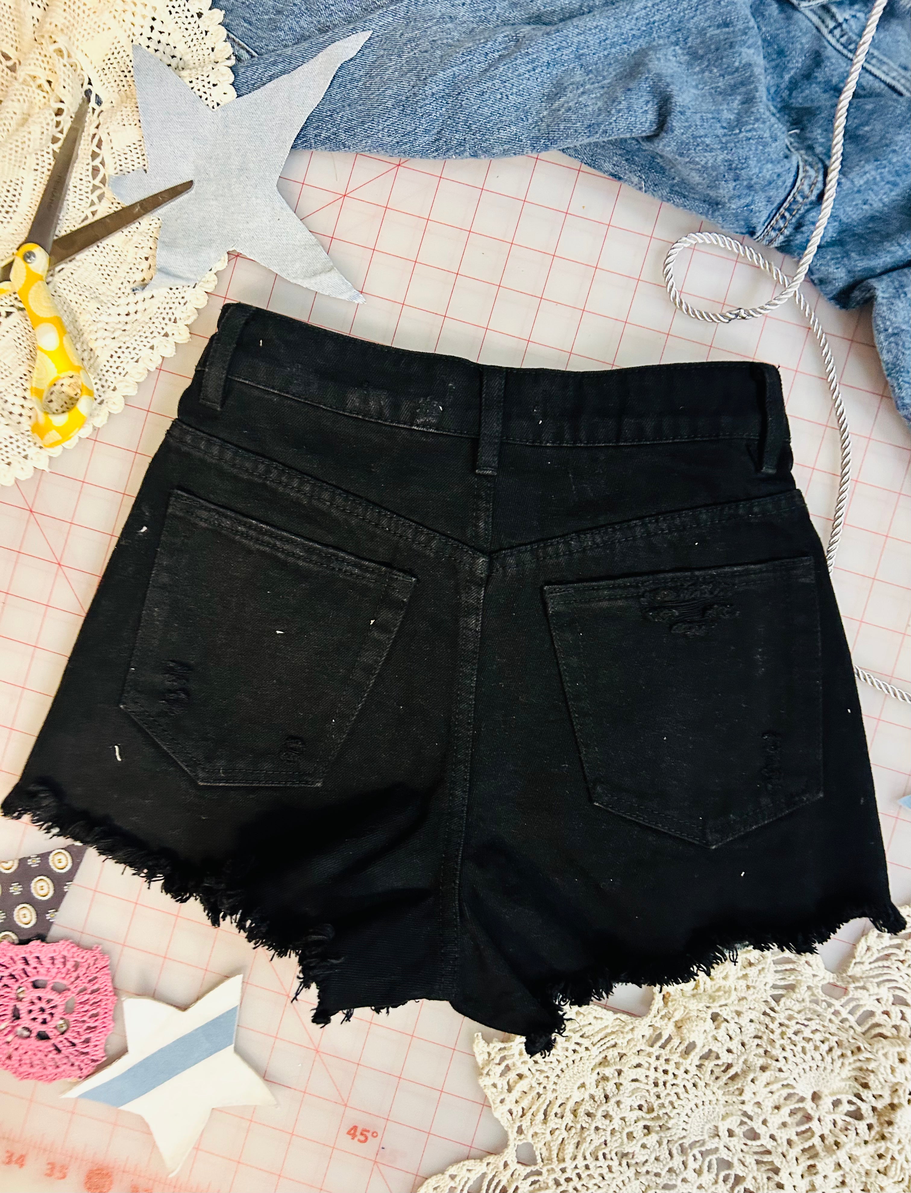 OOAK Bandana Patch Black Cut Offs