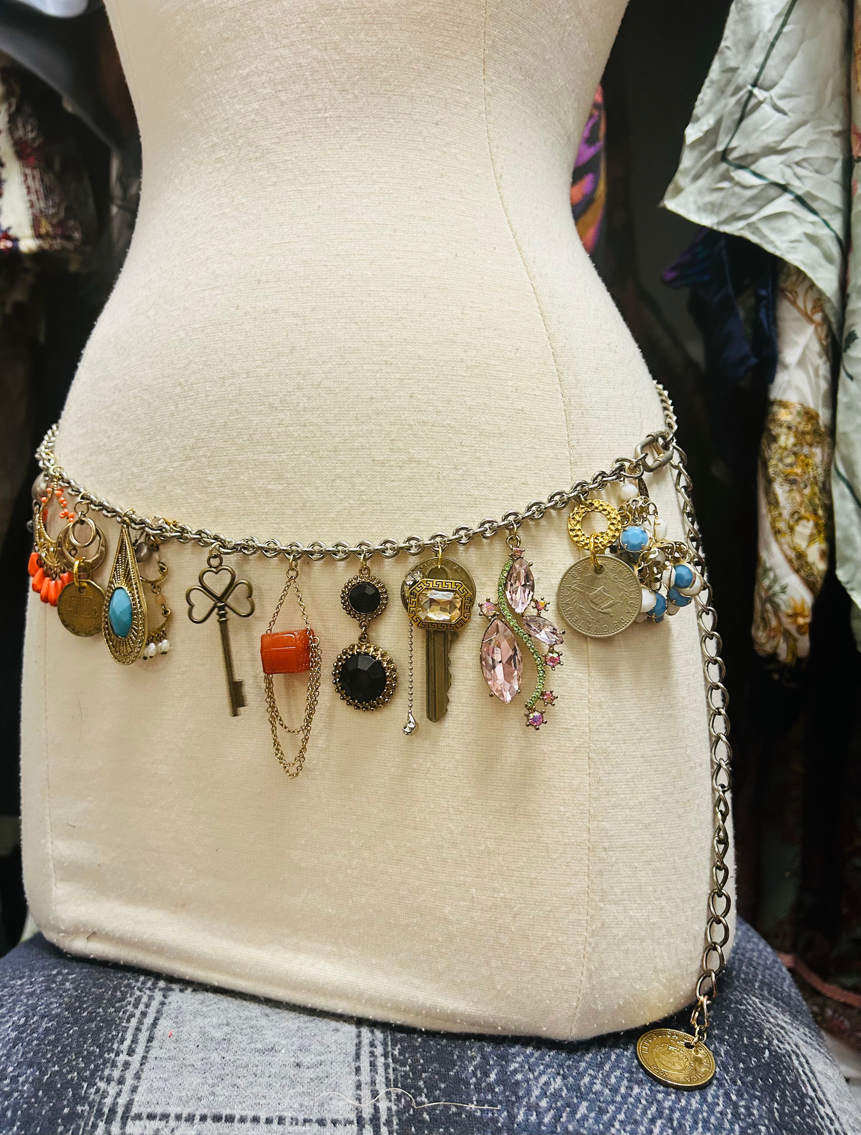 OOAK Vintage Charm Chain Belt or Necklace