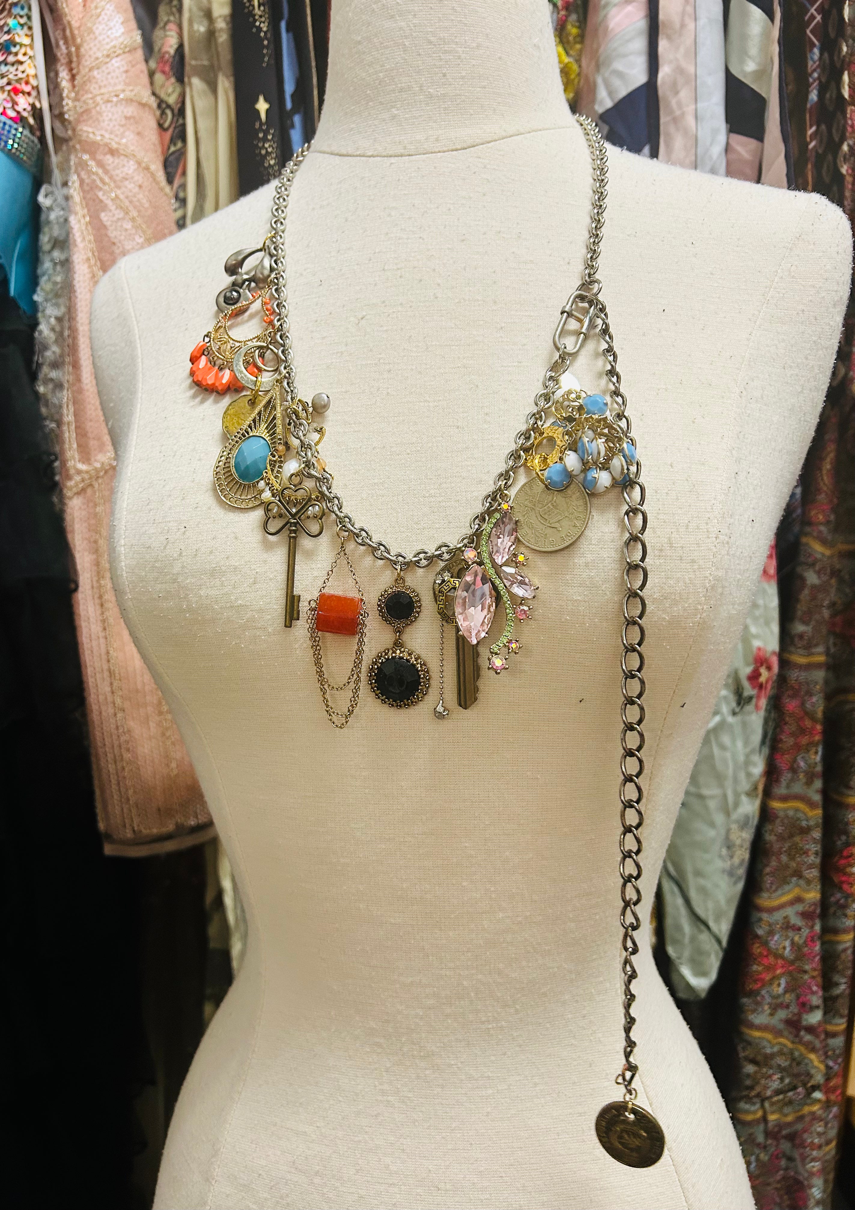 OOAK Vintage Charm Chain Belt or Necklace