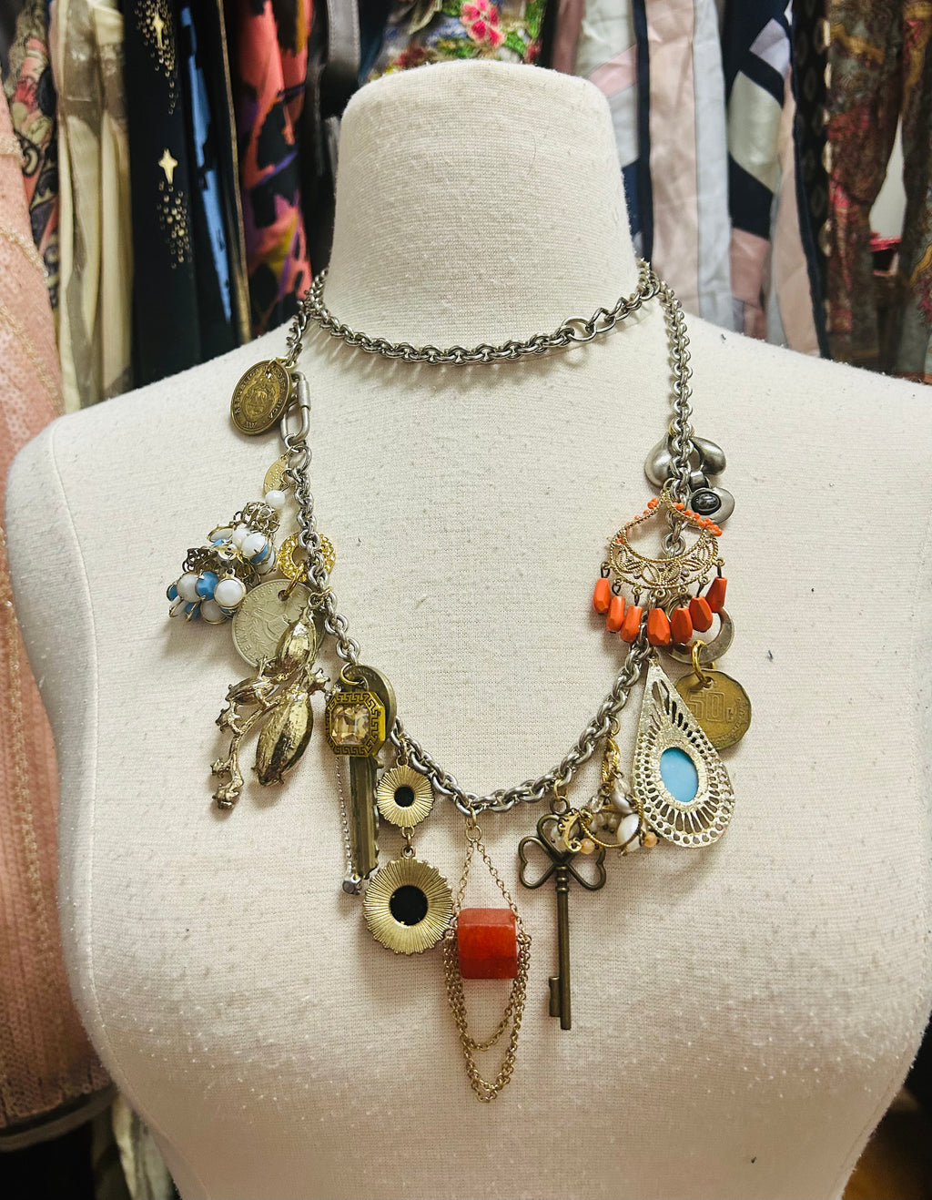 OOAK Vintage Charm Chain Belt or Necklace