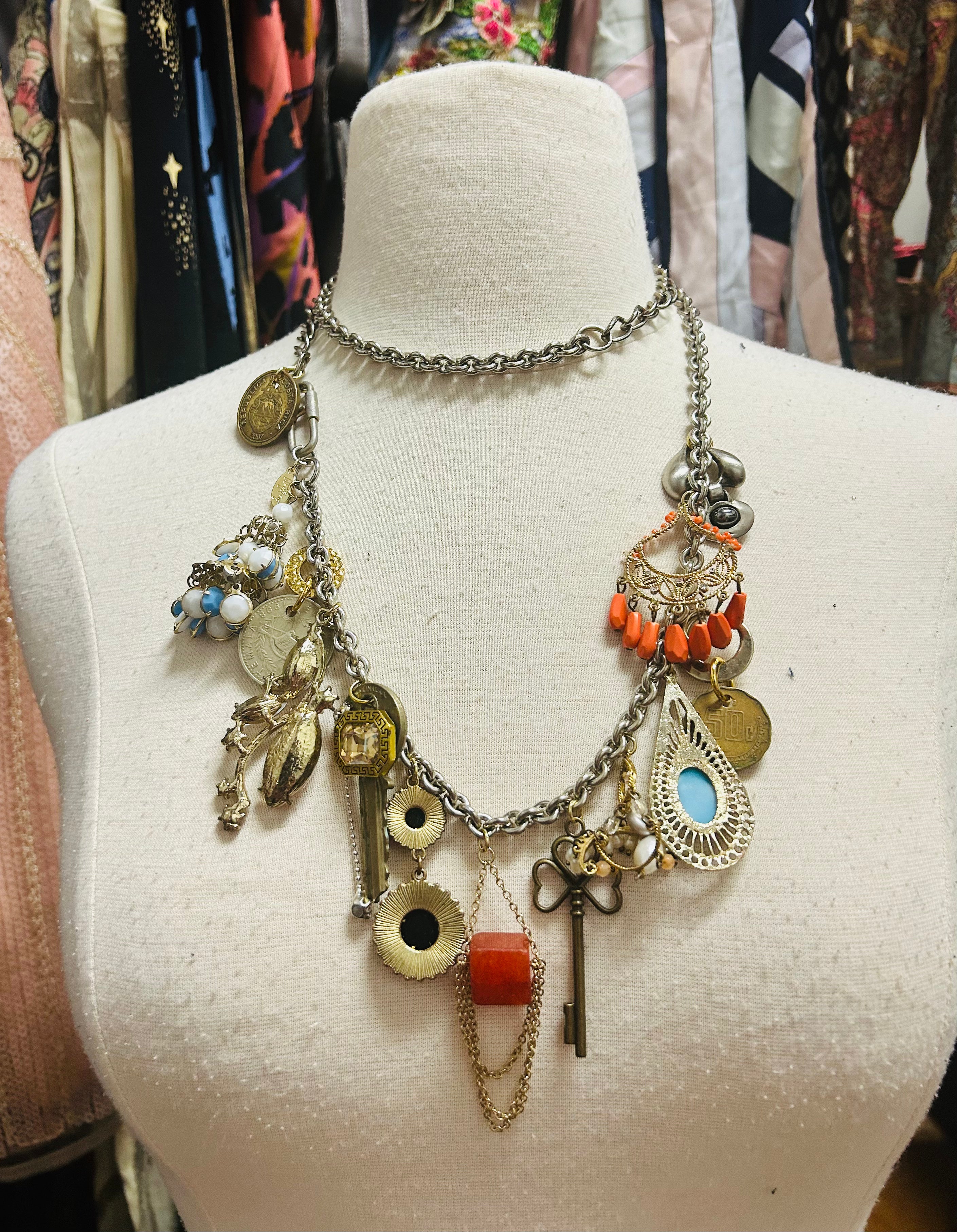 OOAK Vintage Charm Chain Belt or Necklace
