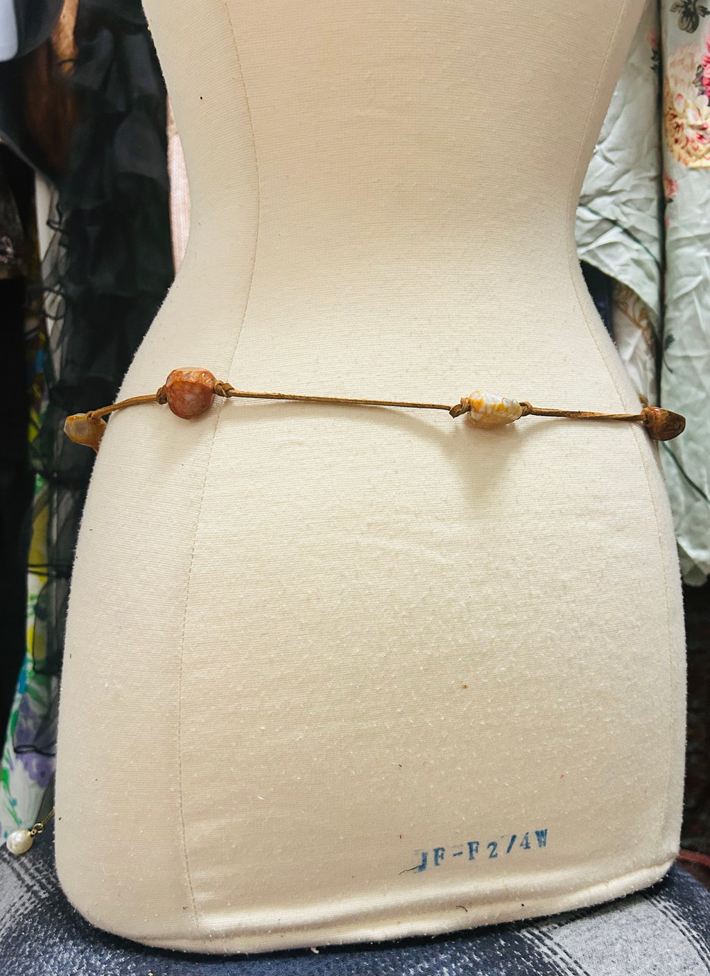 OOAK Leather & Stones Fringe Belt