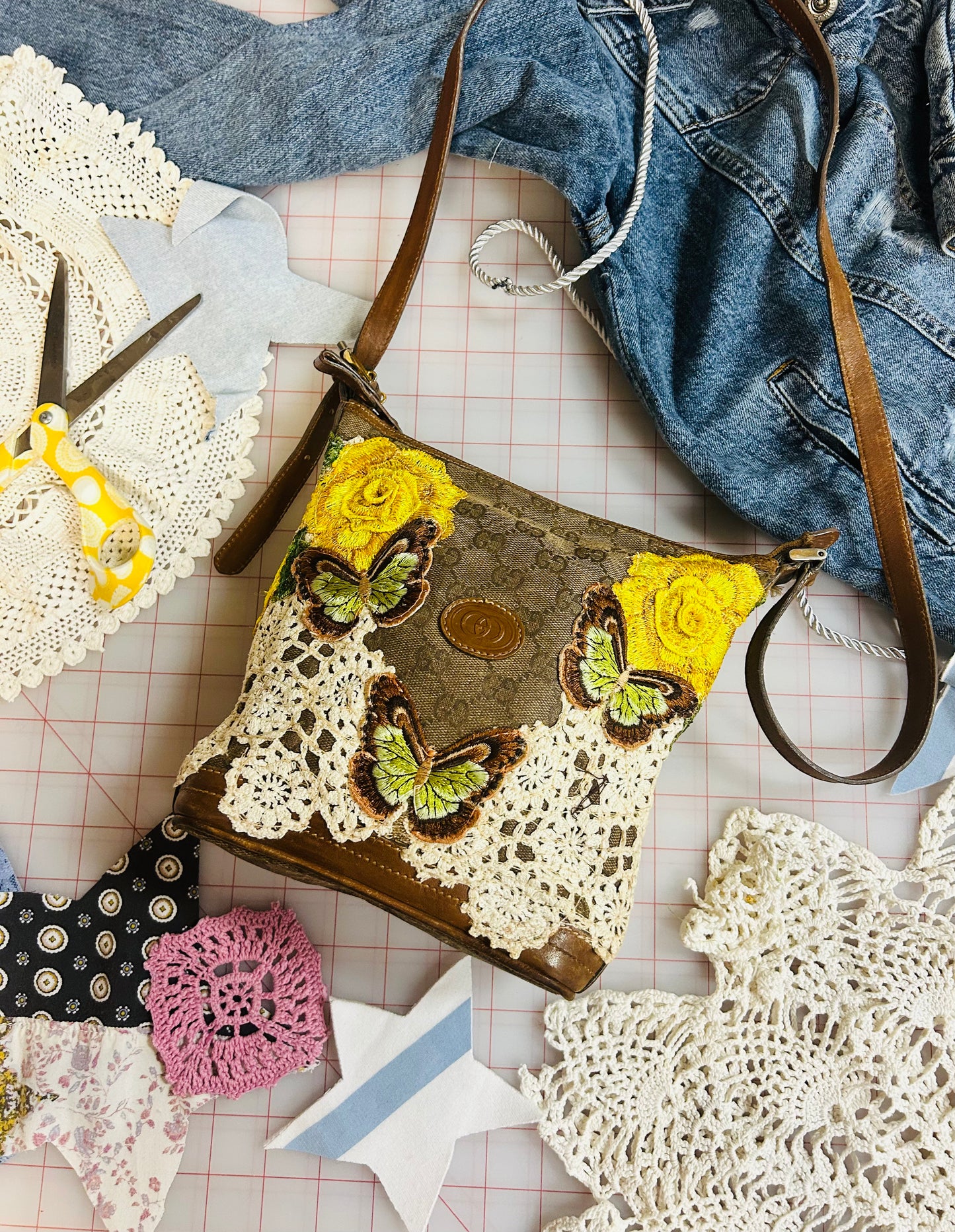 OOAK Vintage Gucci Butterfly Patch Purse