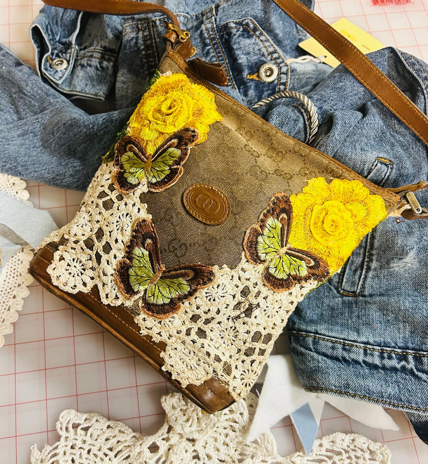 OOAK Vintage Gucci Butterfly Patch Purse