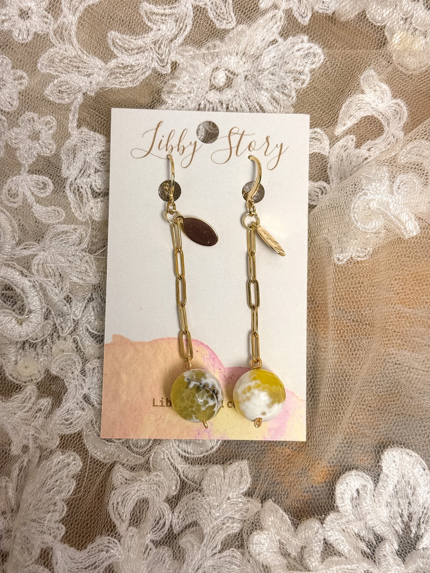 Handmade Lemon Jasper Sphere Earrings