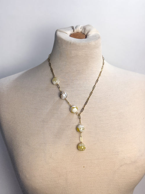 Handmade Lemon Jasper Sphere Lariat Necklace