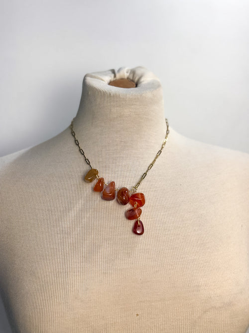 OOAK Handmade Carnelian Drop Lariat Necklace