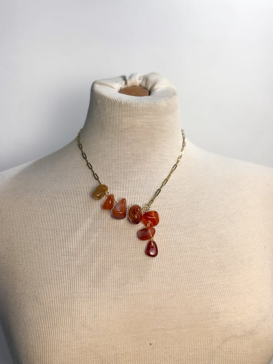 OOAK Handmade Carnelian Drop Lariat Necklace