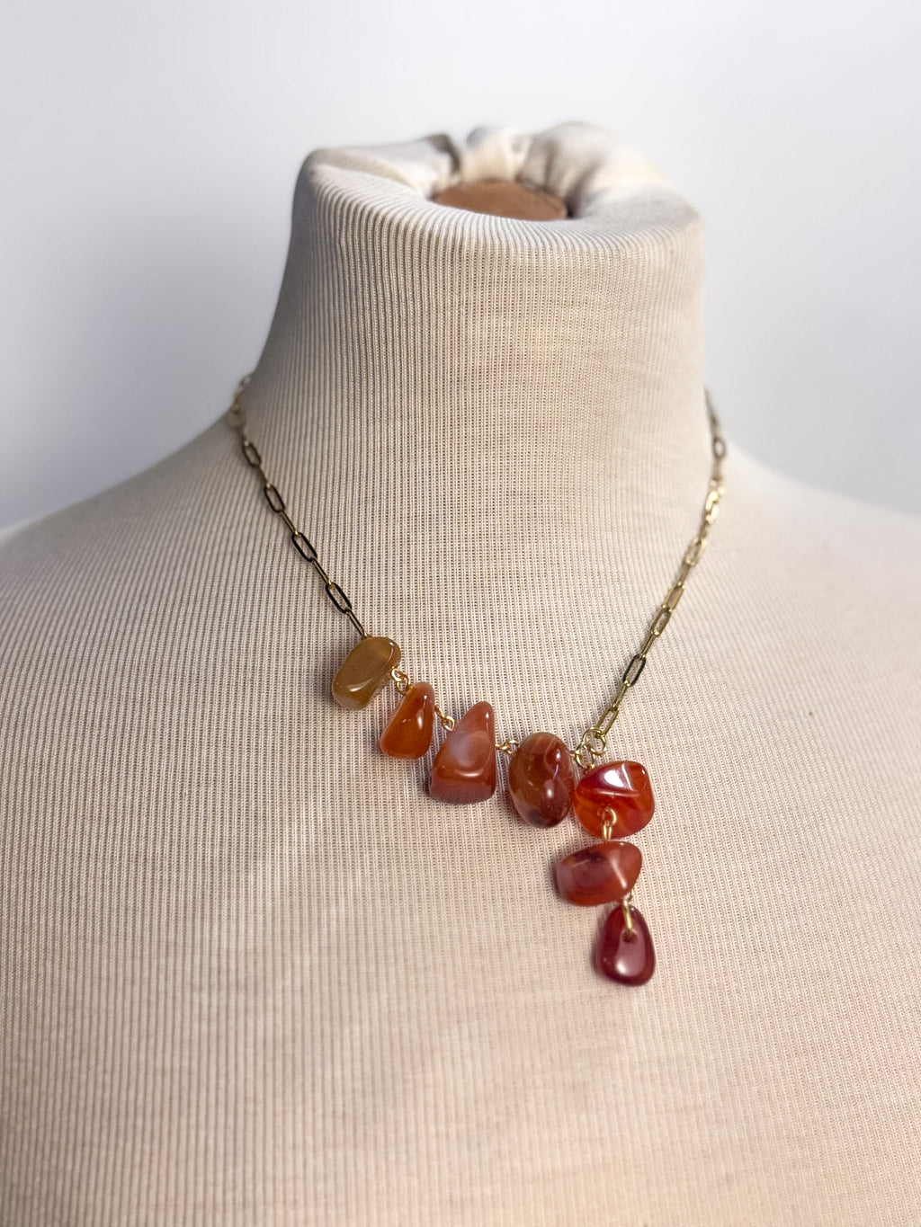 OOAK Handmade Carnelian Drop Lariat Necklace