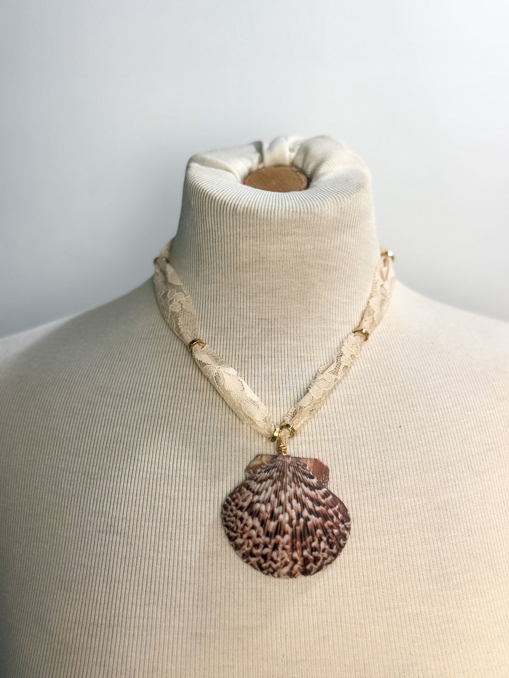OOAK Vintage Lace Shell Necklace
