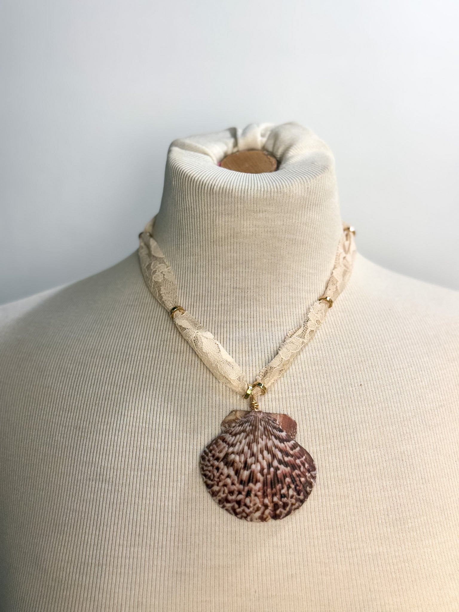 OOAK Vintage Lace Shell Necklace