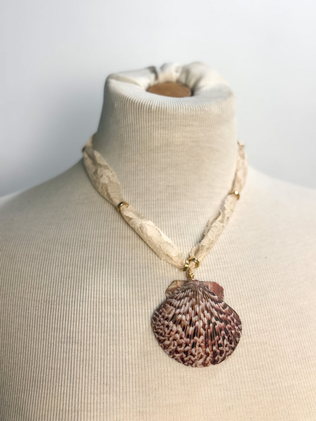 OOAK Vintage Lace Shell Necklace