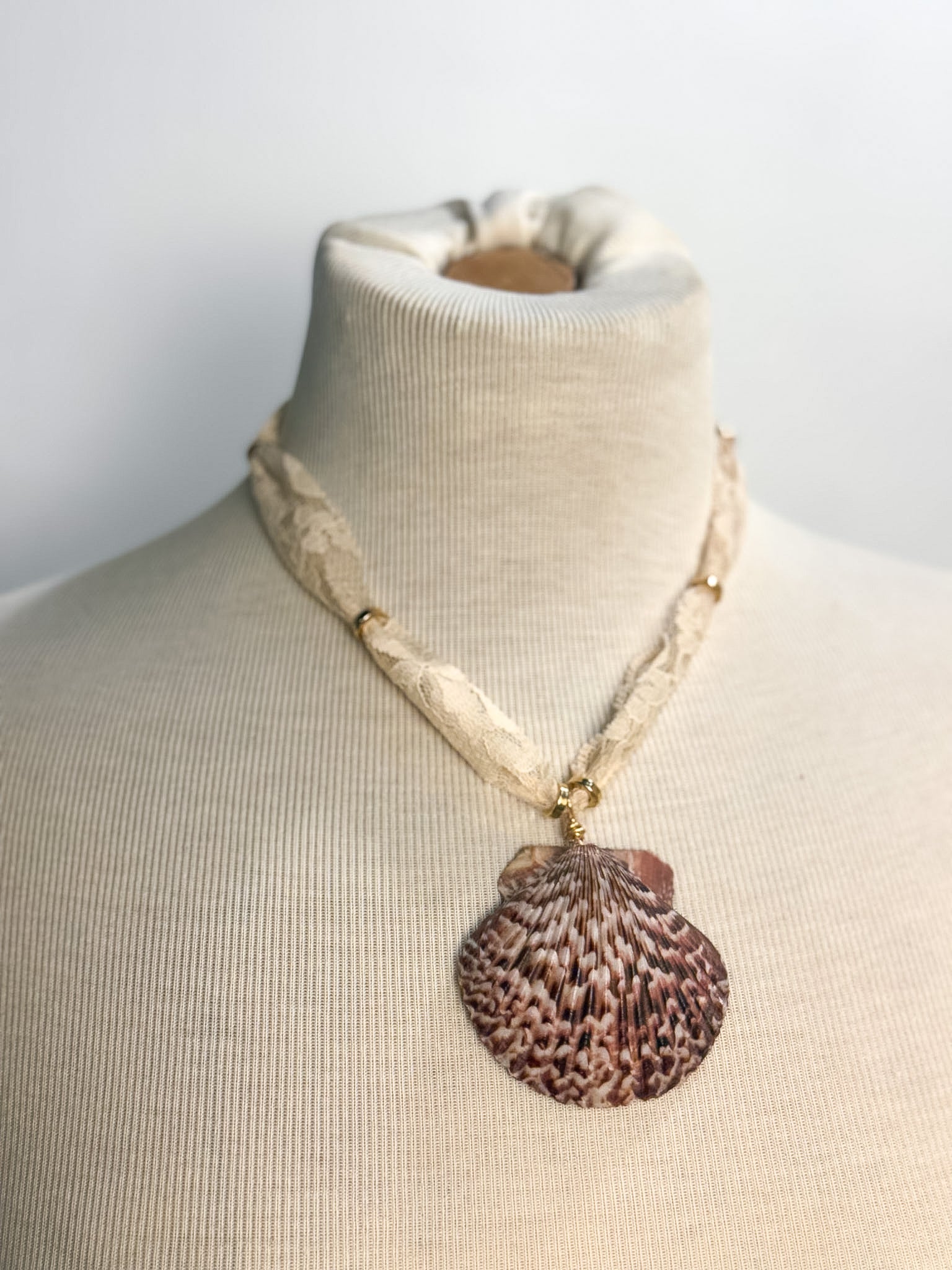 OOAK Vintage Lace Shell Necklace