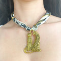 OOAK Leopard Pendant Scarf Necklace
