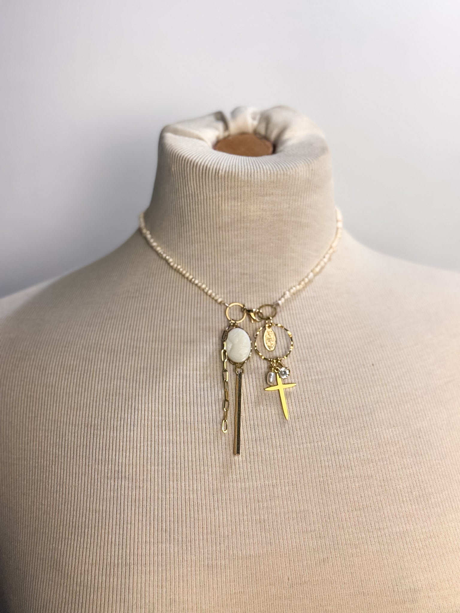 OOAk Mini Pearl Charm Necklace