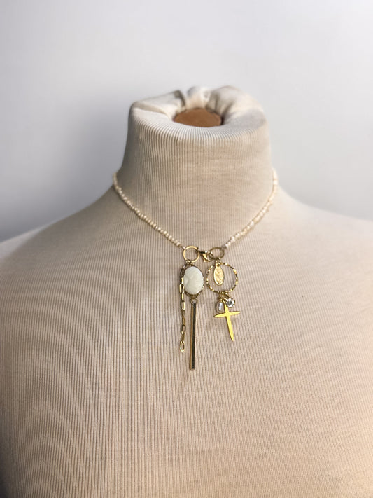 OOAk Mini Pearl Charm Necklace