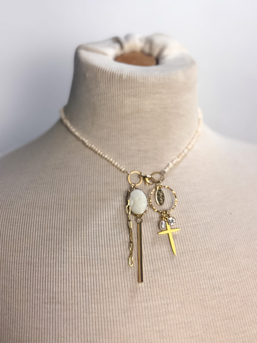 OOAk Mini Pearl Charm Necklace