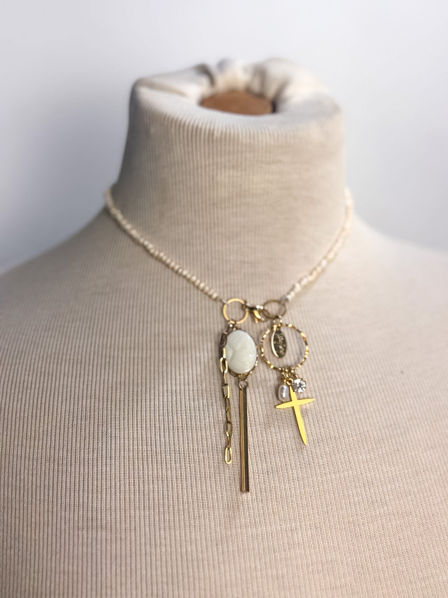 OOAk Mini Pearl Charm Necklace