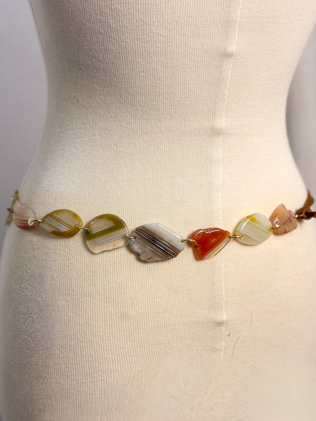 OOAK Fabric Tassel Semi-Precious Stone Belt