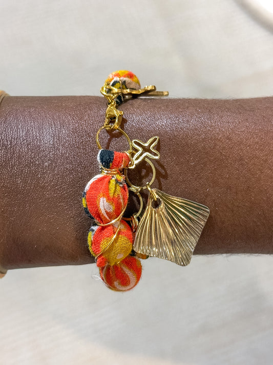 OOAK Vintage Covered Bead Charm Bracelet