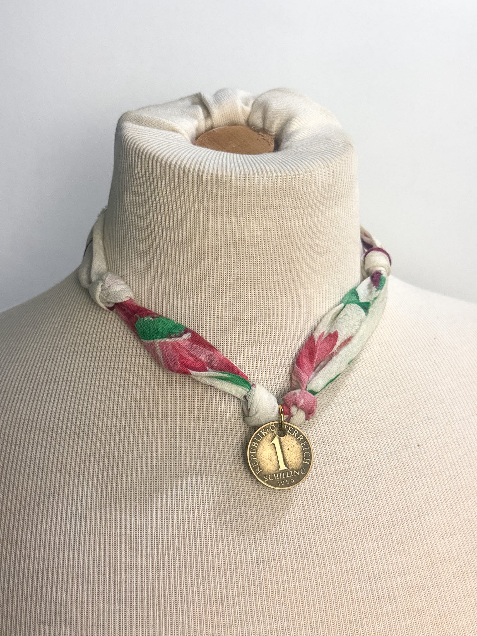 OOAK Vintage Handkerchief Coin Necklace