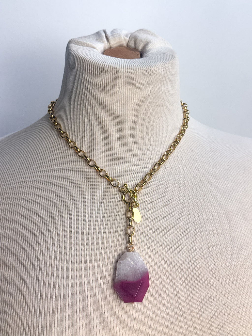 Handmade Single Agate Stone Lariat Necklace