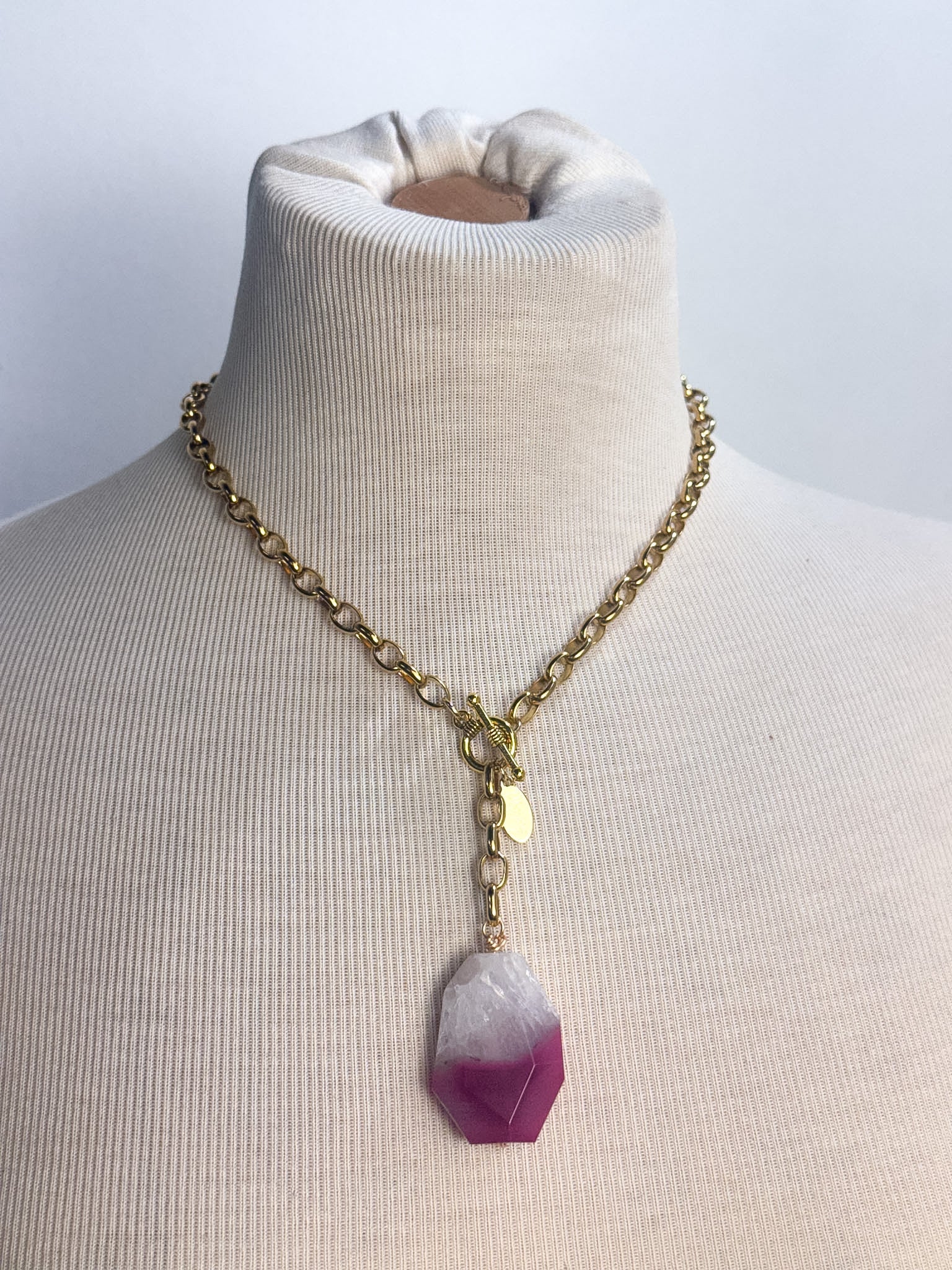 Handmade Single Agate Stone Lariat Necklace