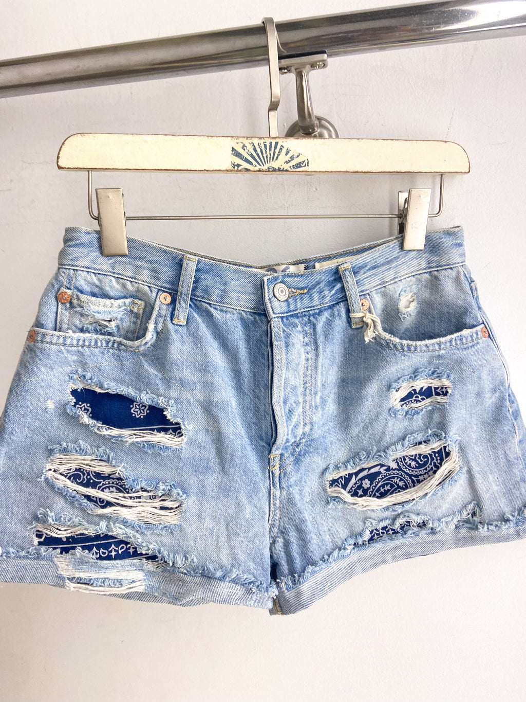 OOAK Bandana Patch Free People Cut Offs