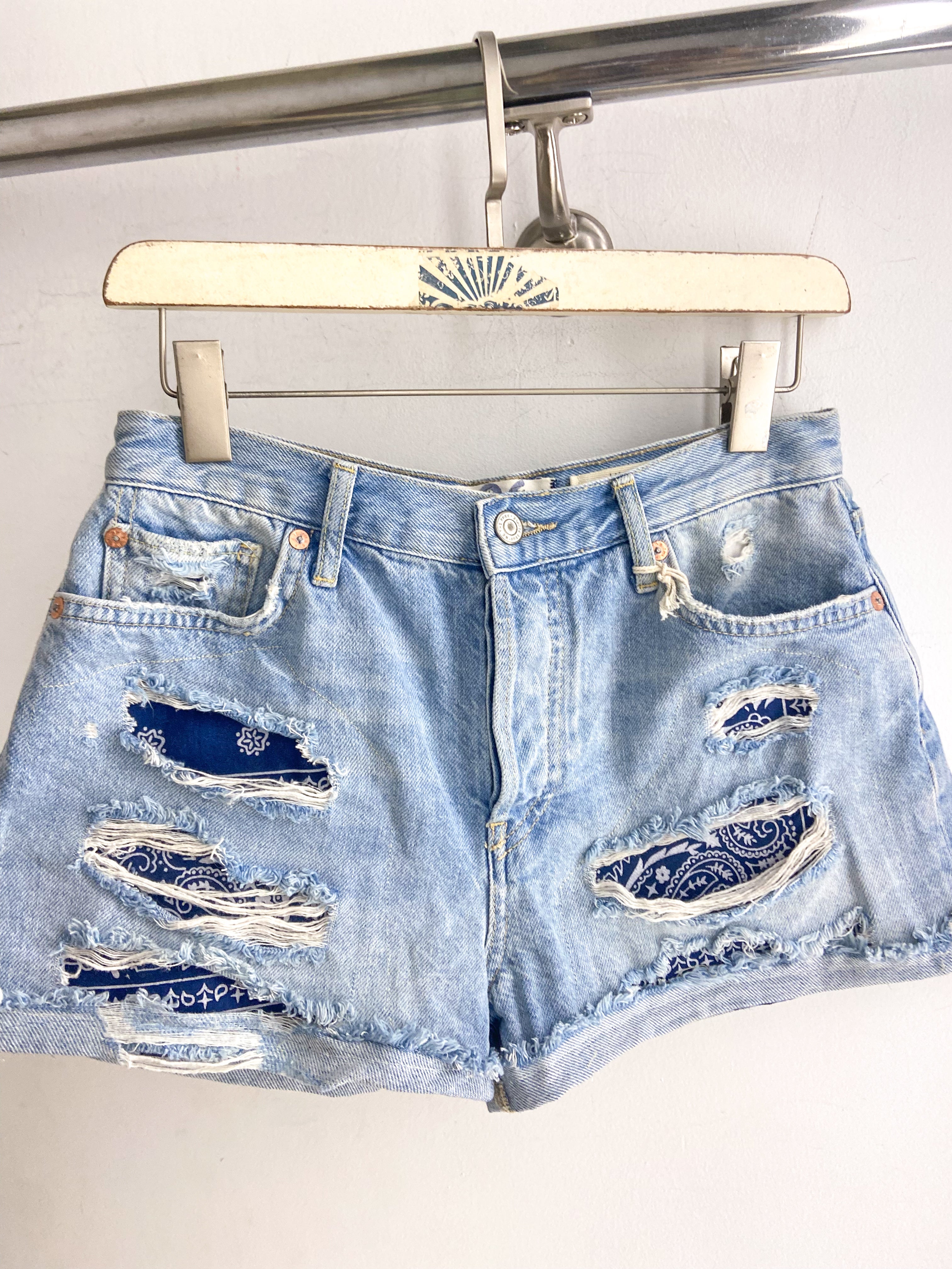 OOAK Bandana Patch Free People Cut Offs