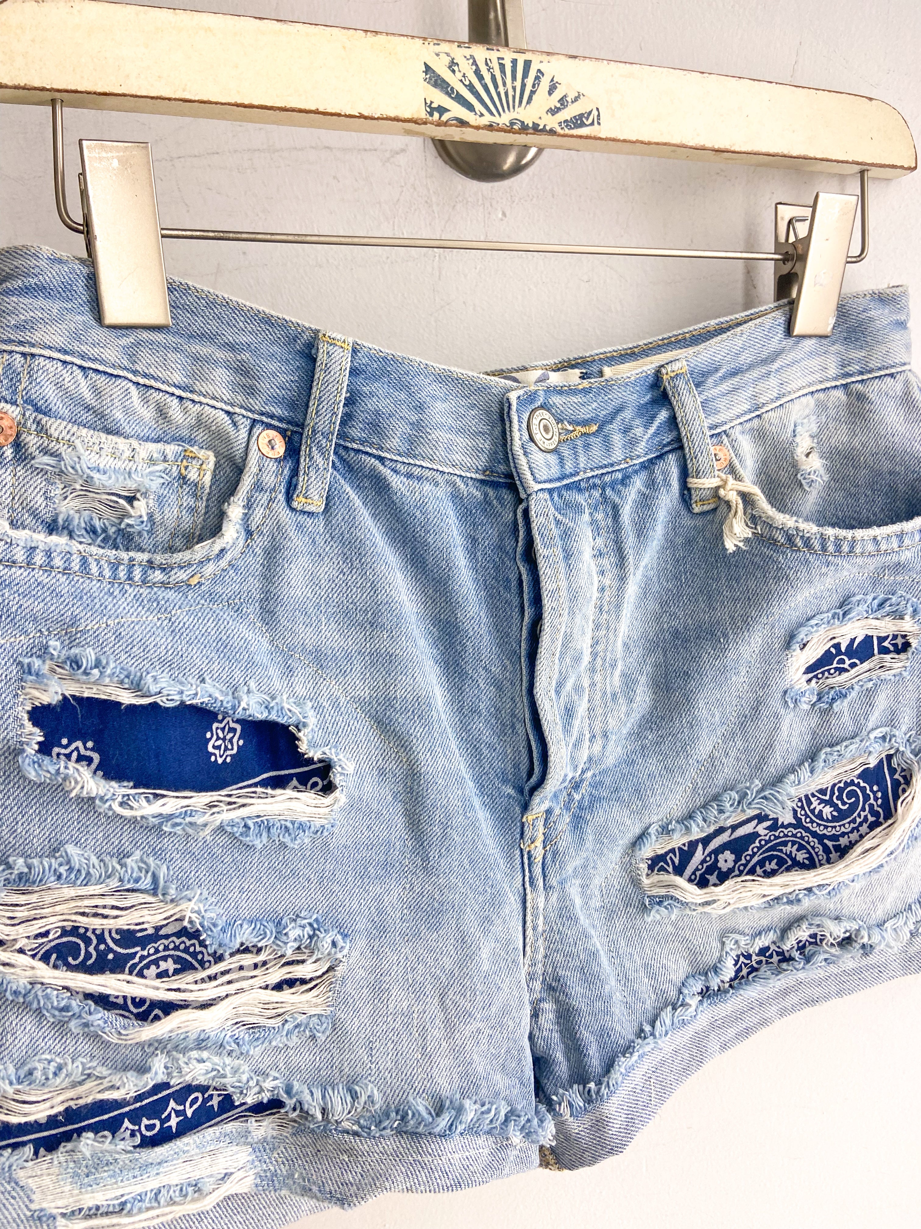 OOAK Bandana Patch Free People Cut Offs