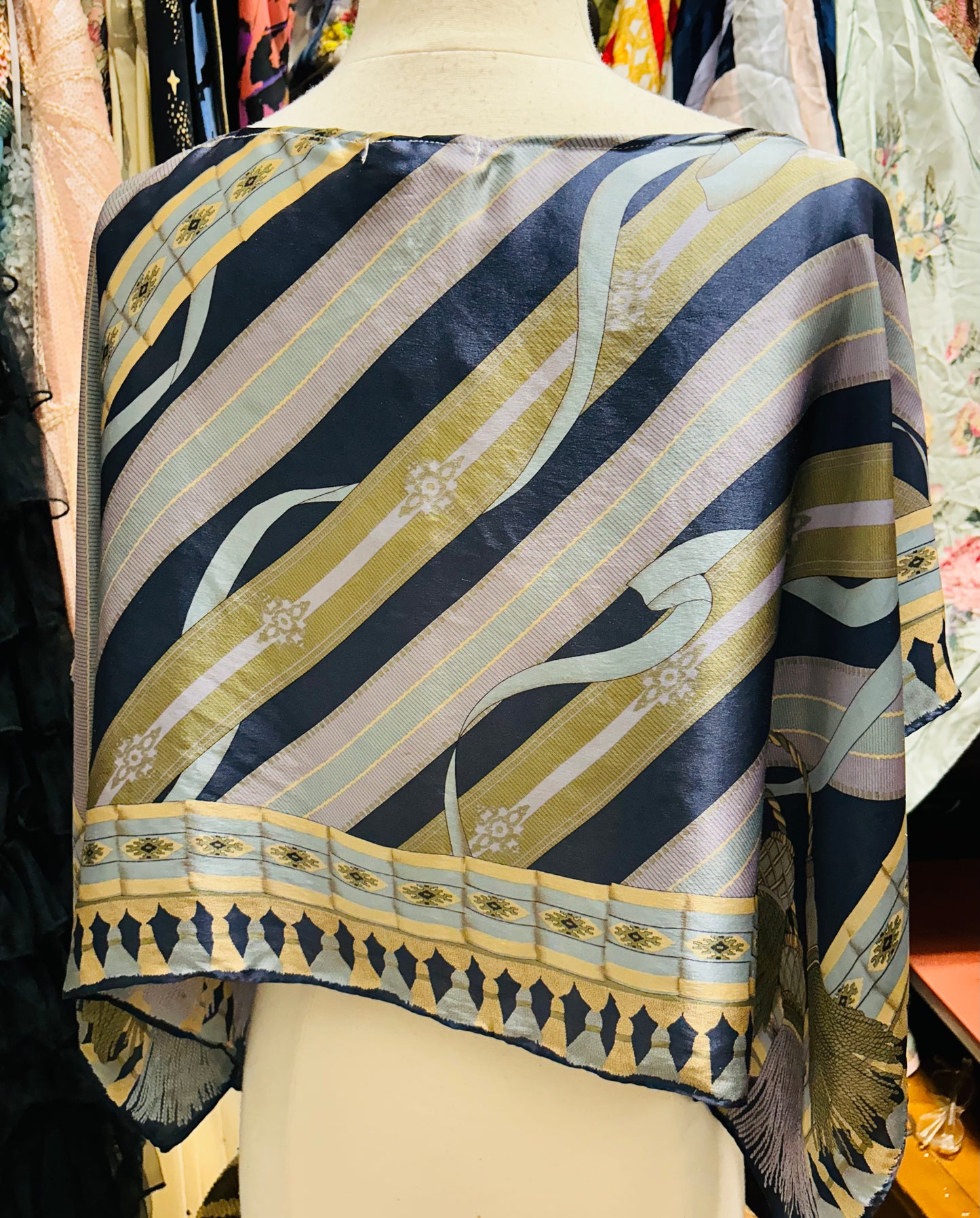 OOAK Vintage Silk Rope Print Scarf Top