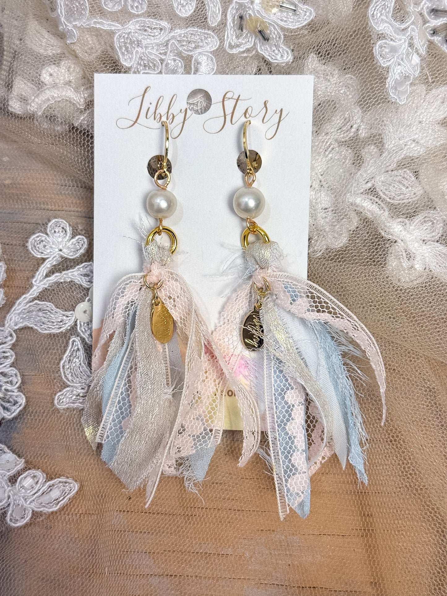 Handmade Ribbon & Lace Tassel Earrings