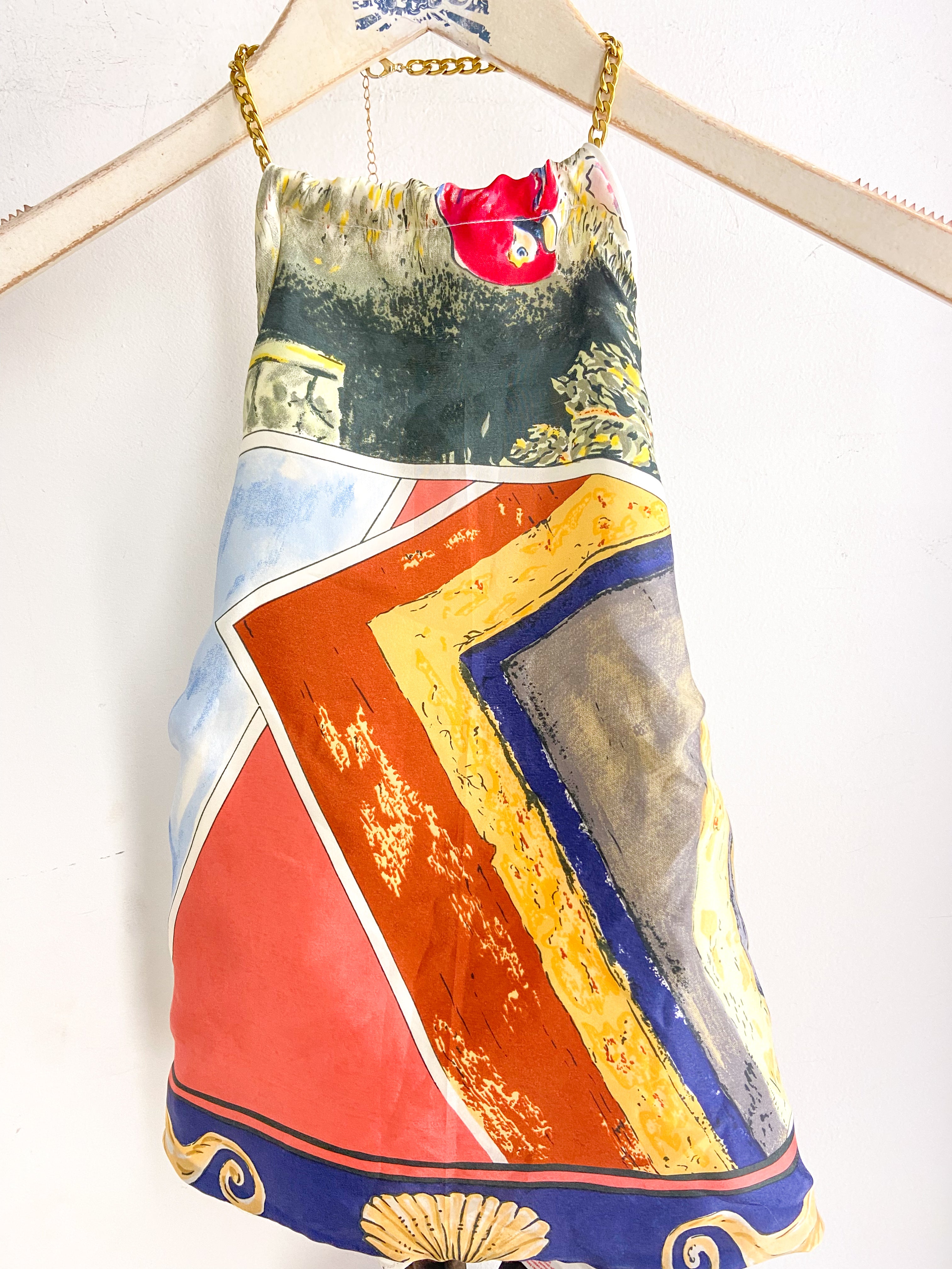 OOAK Vintage Silk Scarf Halter Top