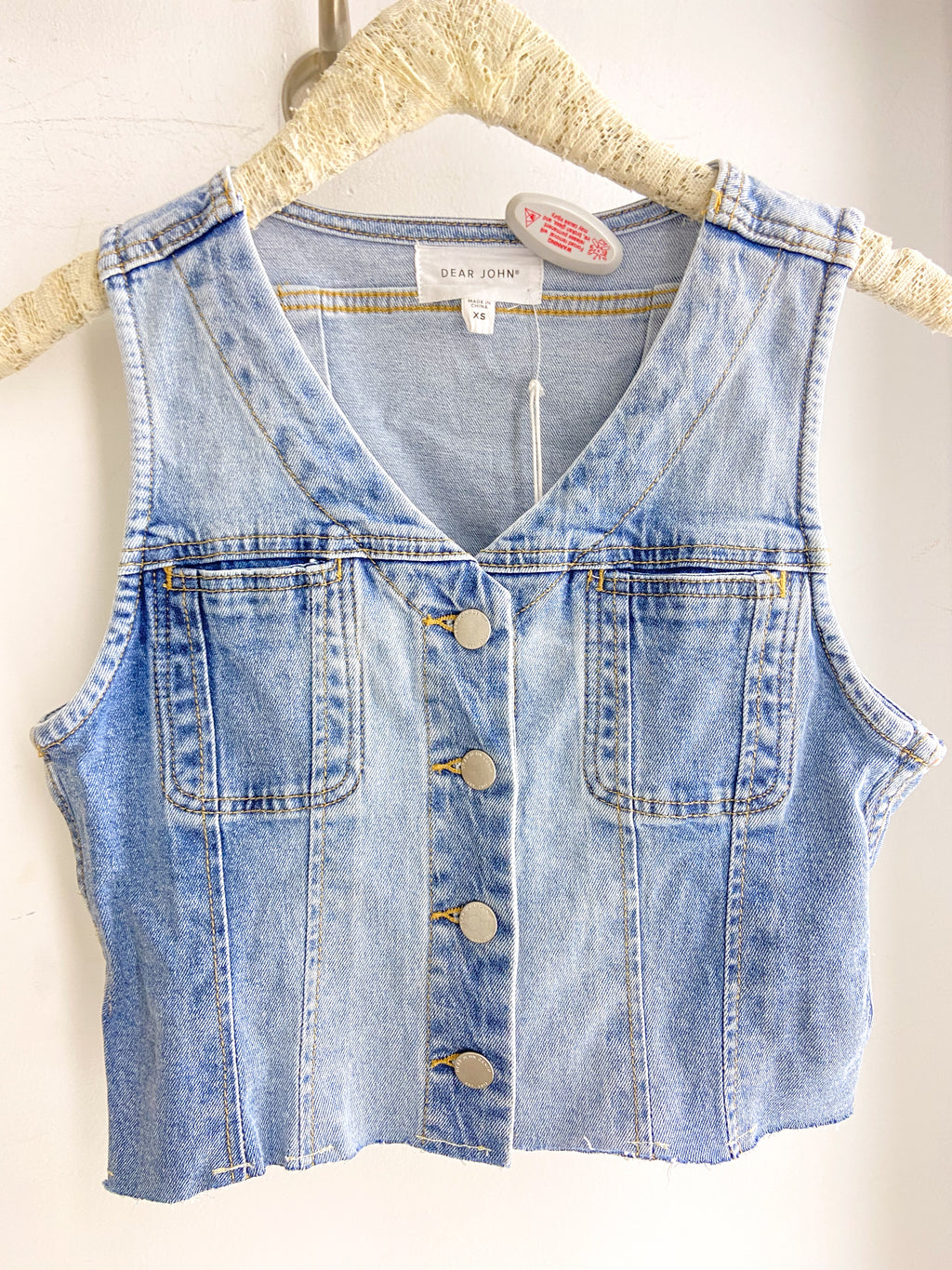 Dear John Cropped Denim Vest