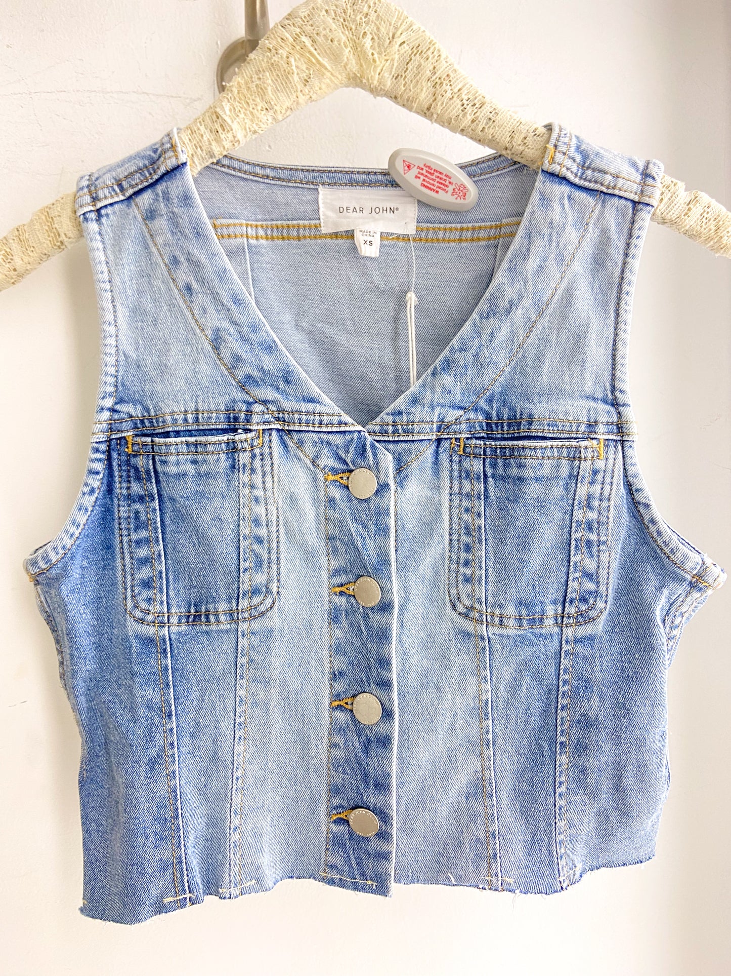 Dear John Cropped Denim Vest