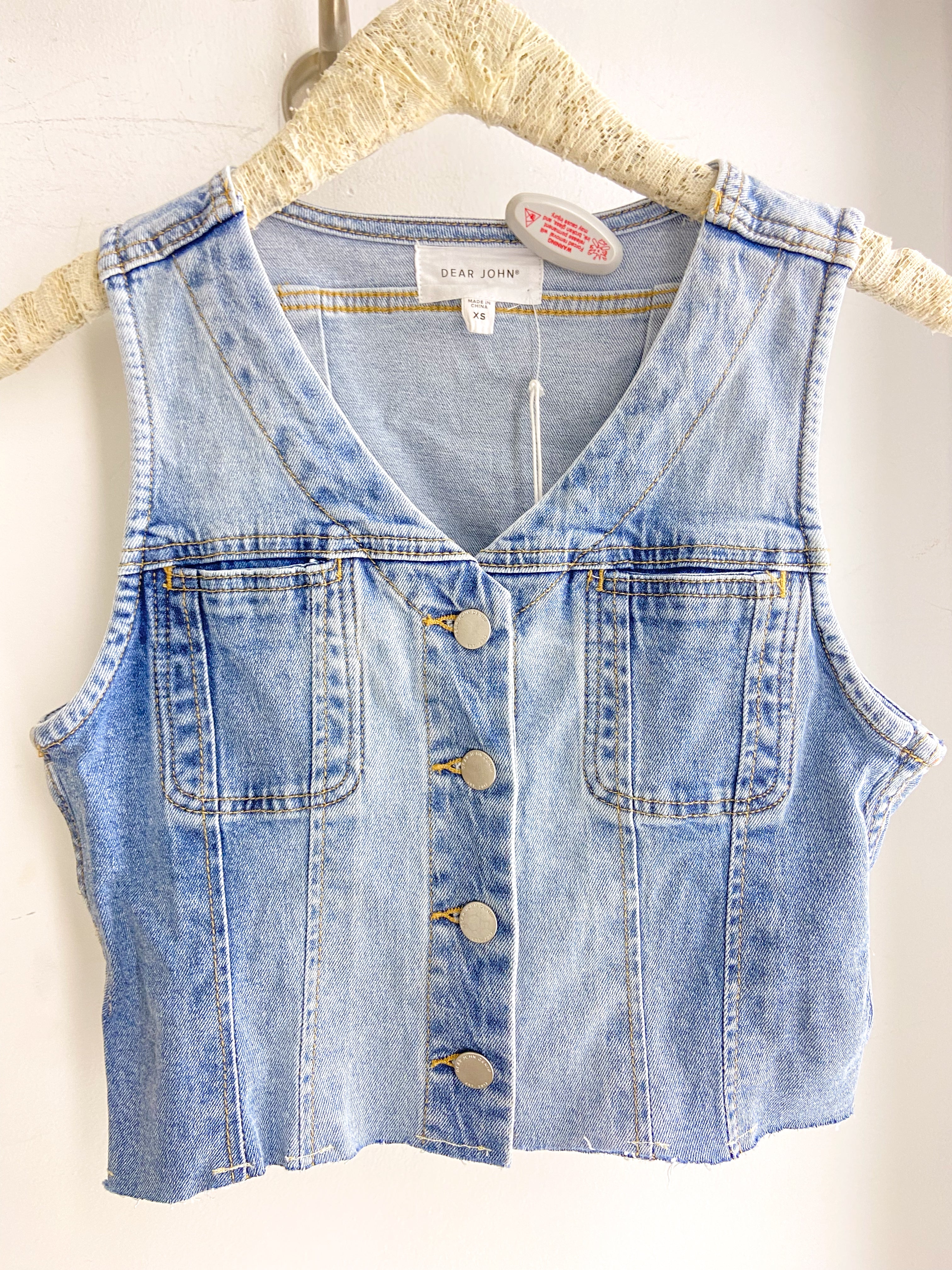 Dear John Cropped Denim Vest