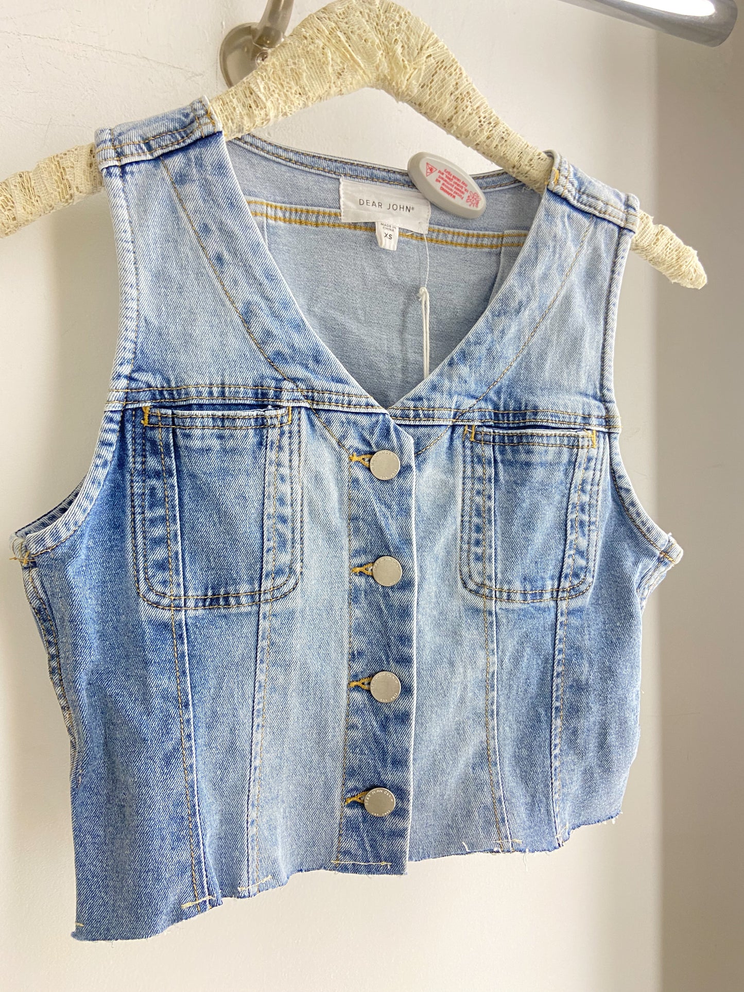 Dear John Cropped Denim Vest